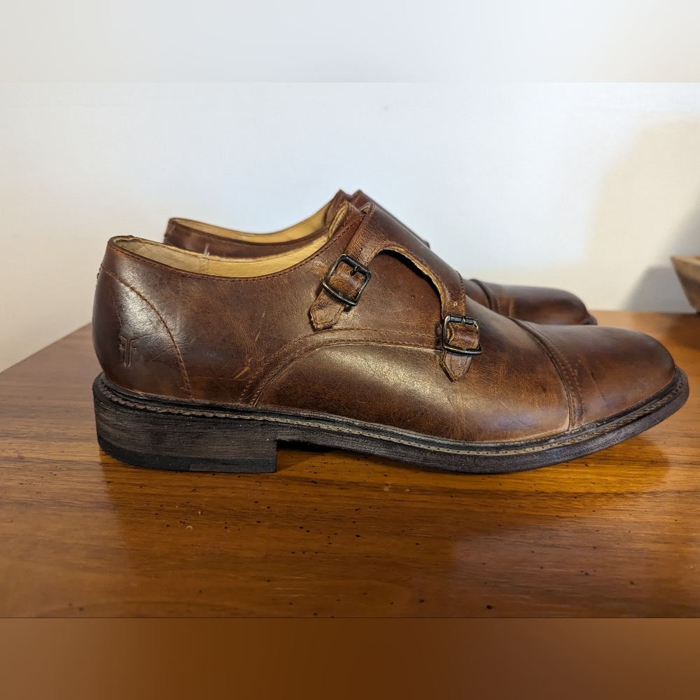 Frye Johnafrye Brown leather double Monk strap dress shoes